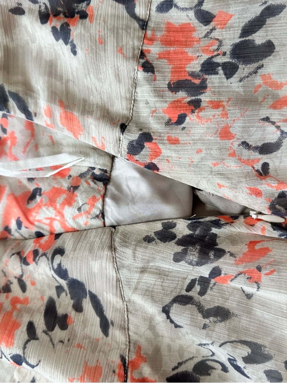 Floral Skater Skirt Beige Orange Brown Knee Length Flowy Lined Vera Moda - Picture 12 of 16